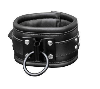 Leder Bondage Halsband robust gepolstert schwarz