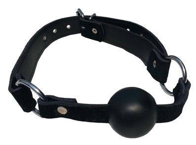 Bondage Leder Silikon Ball Mundknebel 40mm schwarz