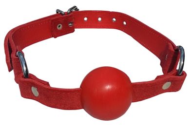 Bondage Leder Silikon Ball Mundknebel 40mm rot