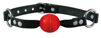 Bondage Leder Ball Mundknebel mit 40mm PVC Ball rot