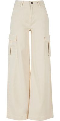 Urban Classics Damen Hose Ladies High Waist Wide Leg Twill Cargo Pants