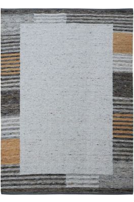 Handwebteppich Teppich Monza Design 170x240 cm 100% Wolle Rug Handgewebt grau