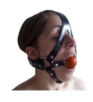 Bondage Leder Harness Ball Mundknebel rot 40mm