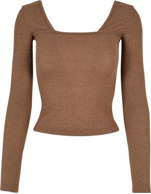 Urban Classics Damen Ladies Rib Squared Neckline Longsleeve