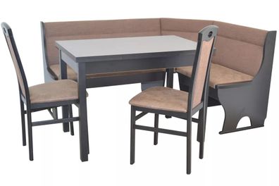 Eckbankgruppe 4- teilig 4581 Zac, 124 x 165 cm schwarz, Bezug braun