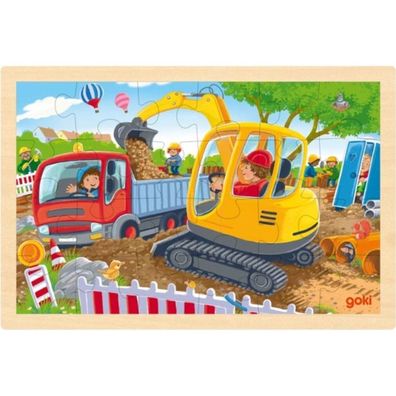 GOKI Holzpuzzle Bagger 24 Teile