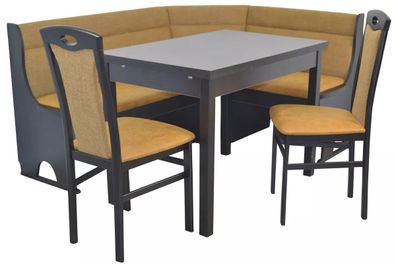 Eckbankgruppe 4- teilig 4581 Zac, 124 x 165 cm schwarz, Bezug gelb