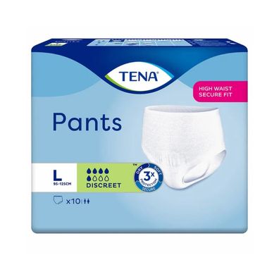 4x TENA Pants Discreet Inkontinenzpants Gr. L | Packung (10 Stück)