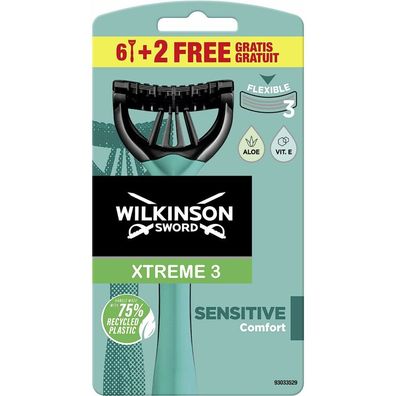 Wilkinson Xtreme 3 Pure Sensitive Pack Of 8 Disposable Razors