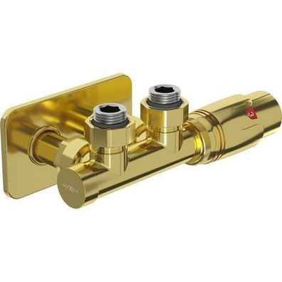 Mexen Thermostatset Eckig Gold mit S-Abdeckung DN50