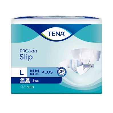 3x TENA Slip Plus Inkontinenzvorlage mit Hüftbund Gr. L | Packung (30 Stück)