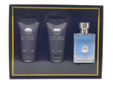 Versace Pour Homme Set 50 ml EdT + 50 ml ASB + 50 ml Shampoo NEU OVP