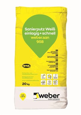 weber. san 958 Sanierputz weiß 20kg einlagig und schnell - Größe: 1 Sack