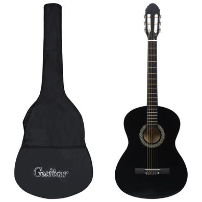 vidaXL 12-tlg. Klassikgitarren-Set für Anfänger Schwarz 4/4 39"