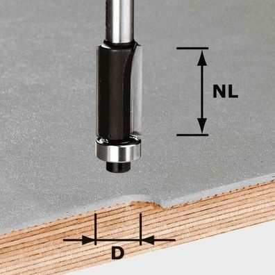 Festool Bündigfräser Fräser Oberfräse OF Schablonen HW S8 D12,7/NL25 491027