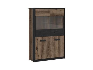 BLACK RED WHITE Vitrinenschrank Kassel | Standvitrine | 41 x 100 x 145 cm, Braun