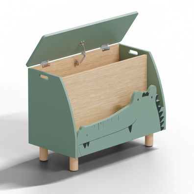 HAGO® Kinderregal Krokodil Design Aufbewahrungsbox Holz Möbel Grün Regal Beige