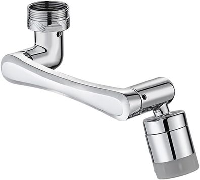 Universeller drehbarer Wasserhahn-Verlängerer, 2-in-1-Wasserhahnaufsatz, Silber