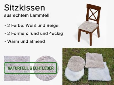 TOP Sitzauflagen Kissen Natur Fell Auflage Wollkissen Fellkissen vernäht