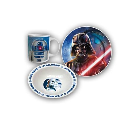 Star Wars Frühstücksset Keramikteller, Keramikschale Tasse Darth Vader Teller