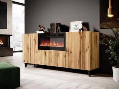 Kommode Vamos 180 Highboard mit Kamin Stilvoll Sideboard Modern Wohnzimmer