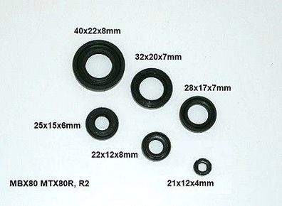 Motor Simmering Satz MTX 80 R RII MBX 80 Motorsimmeringe Simmeringe