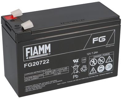 Fiamm Blei-Akku FG20722 Pb 12V / 7,2Ah Faston 6,3