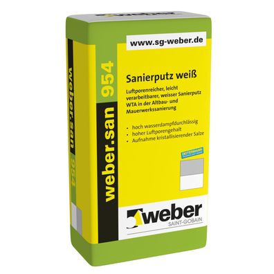 weber. san 954 Sanierputz weiß - Stückzahl: 1 Sack - 25kg