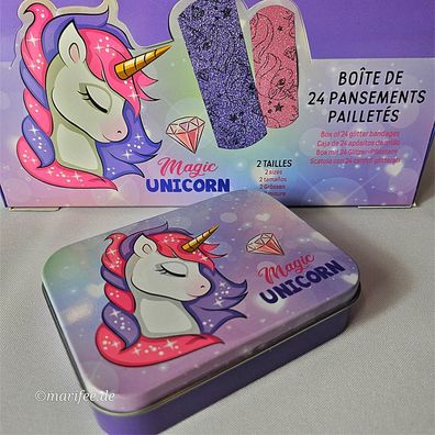 Pflaster-Box Magic Unicorn, 24-teilig, Metalldose, Einhorn Art.-Nr. 43101