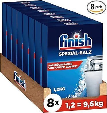 Finish Spezial-Salz Spülmaschinensalz zum Schutz vor Kalkablagerungen (8x 1,2kg)