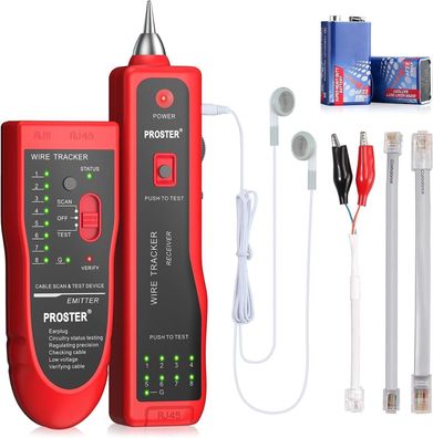 Proster Netzwerkkabel Wire Tracker Kabeltester XQ 350 mit Kopfhörer Kabel Finder