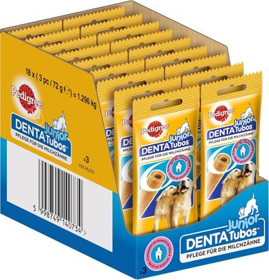 Pedigree Junior Hundesnack Dentatubos für Milchzähne Kalzium 54 Stk (18 x 3 Stk)