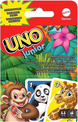 Mattel Games Uno Junior, Karten-Spiel, vereinfachte Version mit Zootieren Kinder