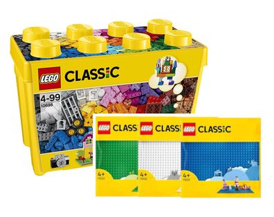 Lego® Mega-Set: 10698 große Bausteinebox + grüne, blaue und weisse Bauplatte, neu