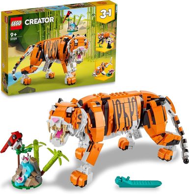 LEGO 31129 Creator Majestätischer Tiger, Panda oder Fisch, 3-in-1 Bauset, Kinder