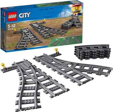 LEGO City Weichen, 6 Elemente, Erweiterungsset für Kinder, Spielzeug Set 60238