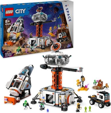 LEGO City Raumbasis mit Startrampe, Raumstation-Spielzeug mit Weltraum-Fahrzeug