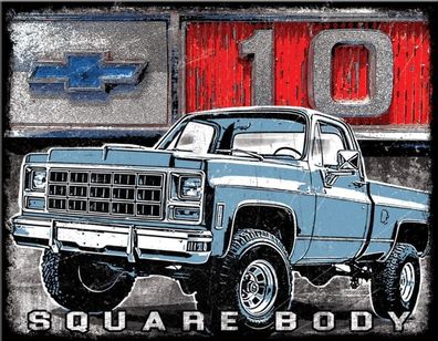 US Blechschild 31x40 cm: Chevy C10 Squareboy - Chevrolet Pickup