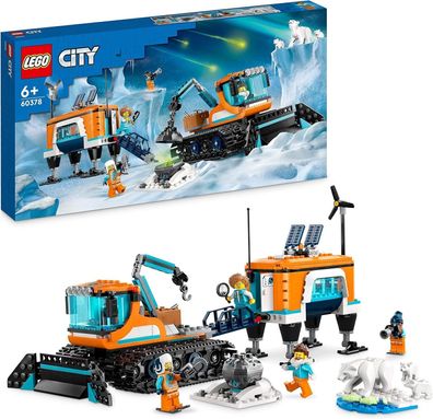 LEGO 60378 City Arktis-Schneepflug mit mobilem Labor, Schneefahrzeug-Spielzeug