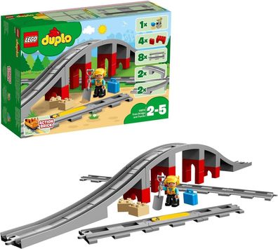 LEGO 10872 DUPLO Eisenbahnbrücke und Schienen-Set, Kinder-Spielzeug Bau-Set