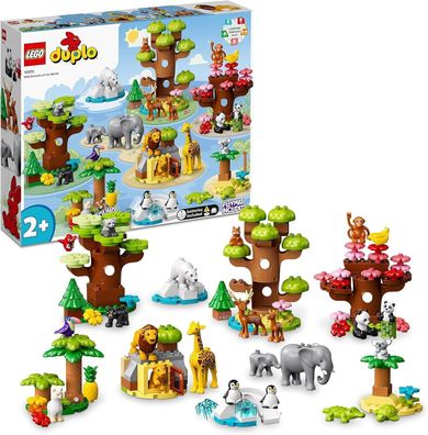 LEGO 10975 DUPLO Wilde Tiere der Welt, Zoo-Spielzeug mit Sound, 22 Tierfiguren