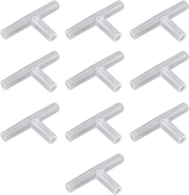 10er-Pack 4 mm transparenter 3-Wege-T-Umsteller aus Kunststoff für Aquarien