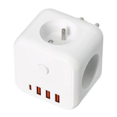 Verlängerungssteckdosenleiste CUBE Weiß 3 Fach Steckdosenleiste USB