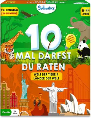 Skillmatics Kartenspiel 10 Mal darfst du raten, Tiere und Länder, Familien Spiel