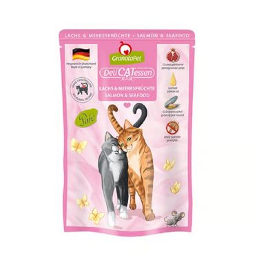 GranataPet Katze - Delicatessen Pouch Lachs & Meeresfrüchte 6x85g