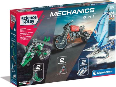 Clementoni 97861 Science & Play BUILD – Mechanics 6-in-1, Bausatz für Kinder