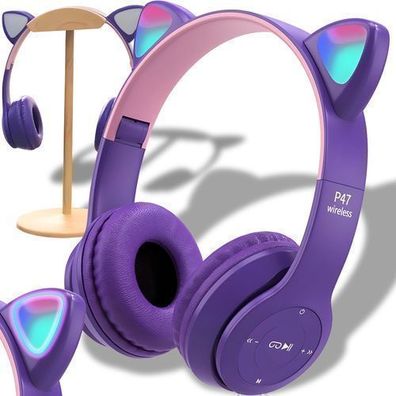 Kabellos Kopfhörer Bluetooth 5.0 Katzen Ohr LED Licht Für Kinder Headset Retoo