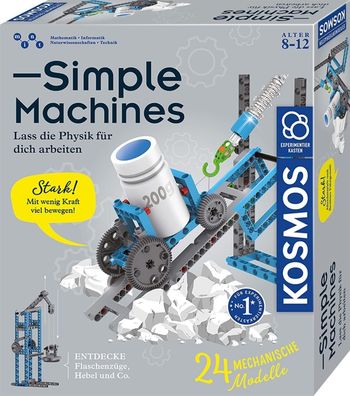 KOSMOS 620868 Simple Machines, Mechanik-Bausatz für 24 Modelle wie Flaschenzug