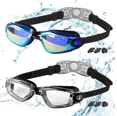 COOLOO Schwimmbrille Kinder, 2 Stück Schwimm-Brille für Kinder, Taucherbrille