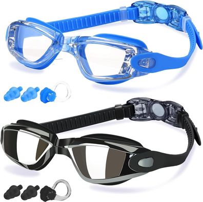 COOLOO Schwimmbrille Unisex, 2 Stück Schwimm-Brille UV-Schutz, Taucherbrille